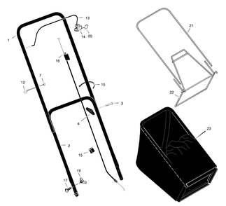 Handle And Bagger Assemble Diagram and Parts List for 223210X692B 2003 Briggs and Stratton Lawn Mower